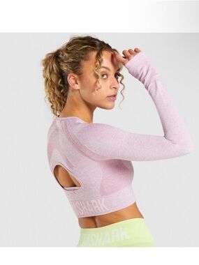 Gymshark Light Pink Seamless Long Sleeve Crop Top